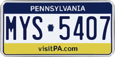 PA license plate MYS5407