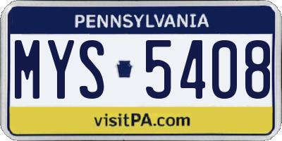 PA license plate MYS5408