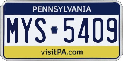 PA license plate MYS5409