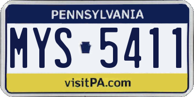 PA license plate MYS5411