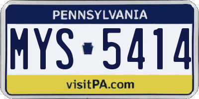 PA license plate MYS5414