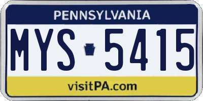 PA license plate MYS5415