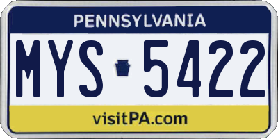 PA license plate MYS5422