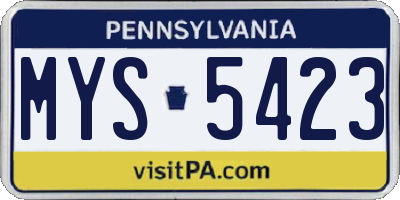 PA license plate MYS5423