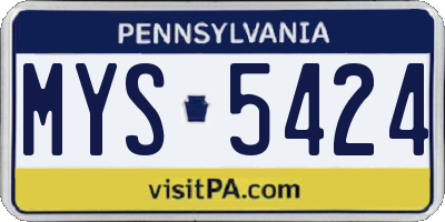 PA license plate MYS5424