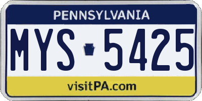 PA license plate MYS5425
