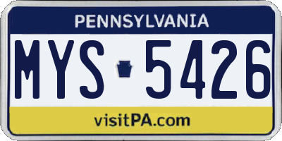 PA license plate MYS5426