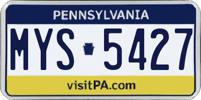 PA license plate MYS5427
