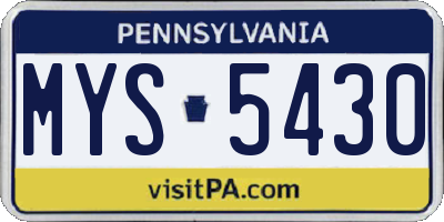 PA license plate MYS5430