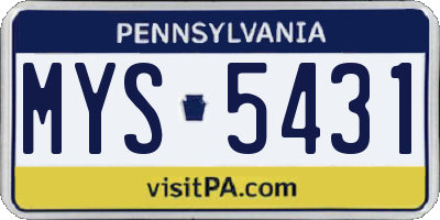 PA license plate MYS5431