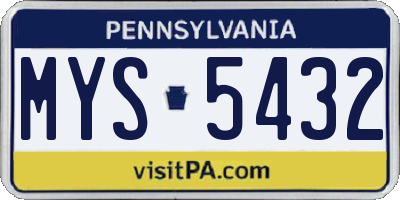 PA license plate MYS5432