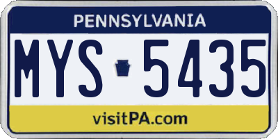 PA license plate MYS5435