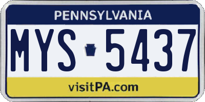 PA license plate MYS5437