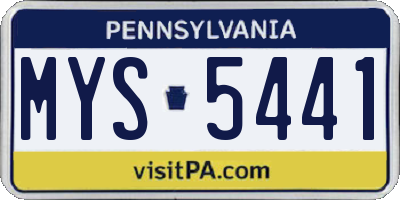 PA license plate MYS5441