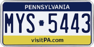 PA license plate MYS5443