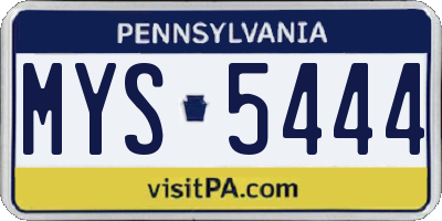 PA license plate MYS5444