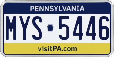PA license plate MYS5446