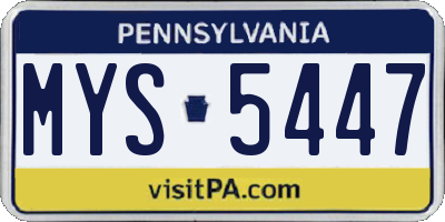 PA license plate MYS5447