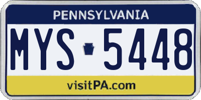 PA license plate MYS5448