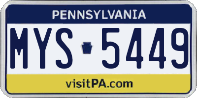 PA license plate MYS5449