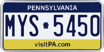 PA license plate MYS5450
