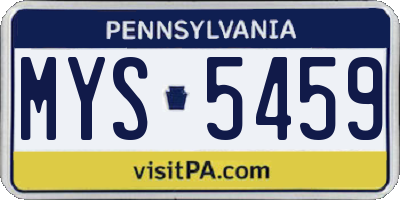 PA license plate MYS5459