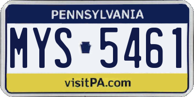 PA license plate MYS5461