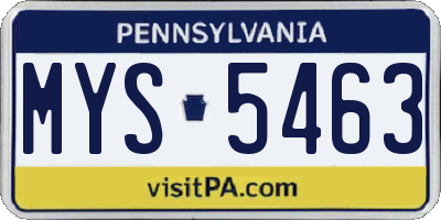 PA license plate MYS5463