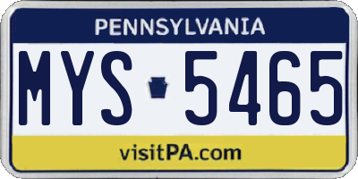 PA license plate MYS5465