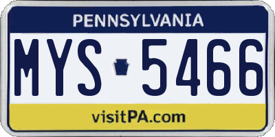 PA license plate MYS5466