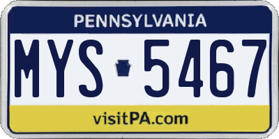PA license plate MYS5467