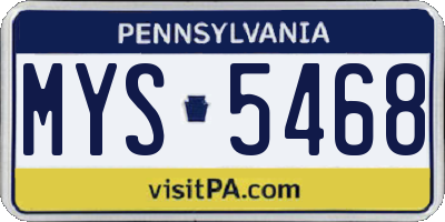 PA license plate MYS5468