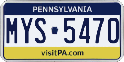 PA license plate MYS5470