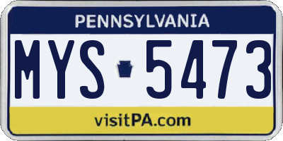 PA license plate MYS5473