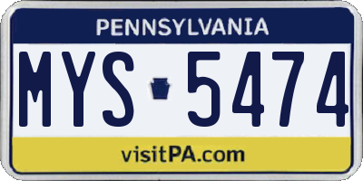 PA license plate MYS5474