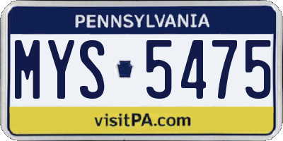PA license plate MYS5475