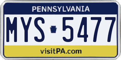PA license plate MYS5477