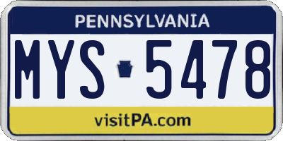 PA license plate MYS5478