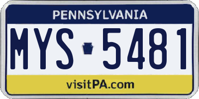 PA license plate MYS5481