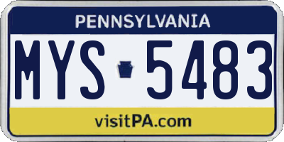 PA license plate MYS5483