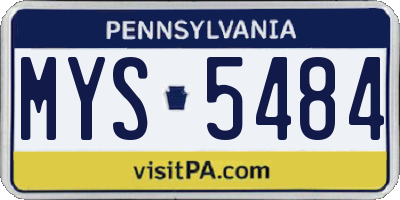 PA license plate MYS5484