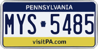 PA license plate MYS5485