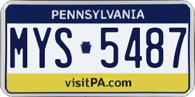 PA license plate MYS5487