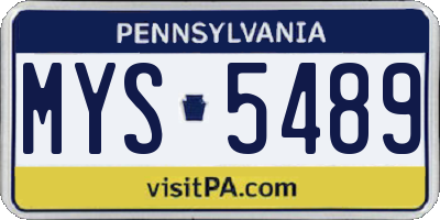 PA license plate MYS5489