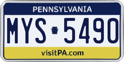 PA license plate MYS5490