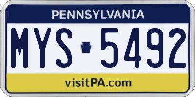 PA license plate MYS5492