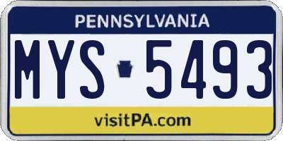 PA license plate MYS5493