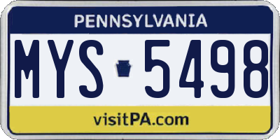 PA license plate MYS5498
