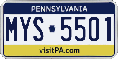 PA license plate MYS5501