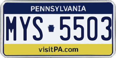 PA license plate MYS5503
